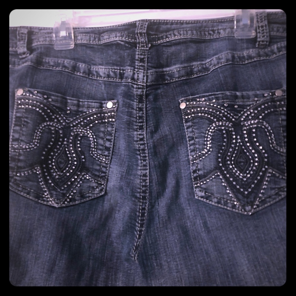 Lane Bryant Embellished Pocket Cropped Jeans sz 24